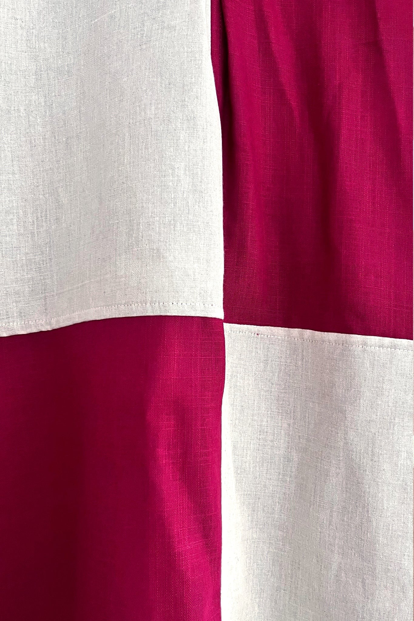Clothway Premium Men's Color Block Embroidered Cotton Linen Half Sleeve Cuban Collar Casual Resort Shirt – Dual Tone Beige & Magenta Summer Fashion Button Down Oversized Streetwear Shirt
